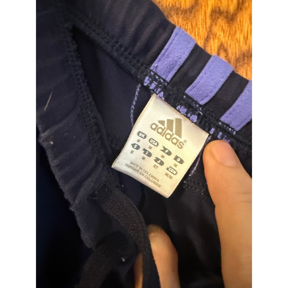Adidas Navy Blue Purple Stripe Wide Leg Athletic Track Pants Womens Medium - Picture 5 of 6